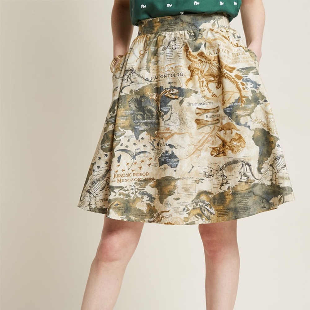 NWT ModCloth Lively Vibe Dinosaur A Line Skirt